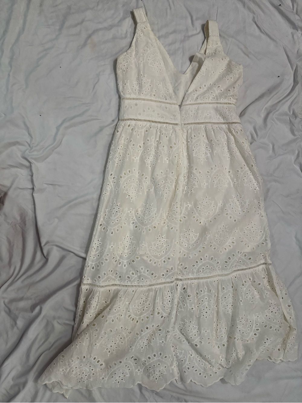White Eyelet V-Neck Maxi Dress - Picture 4 of 6
